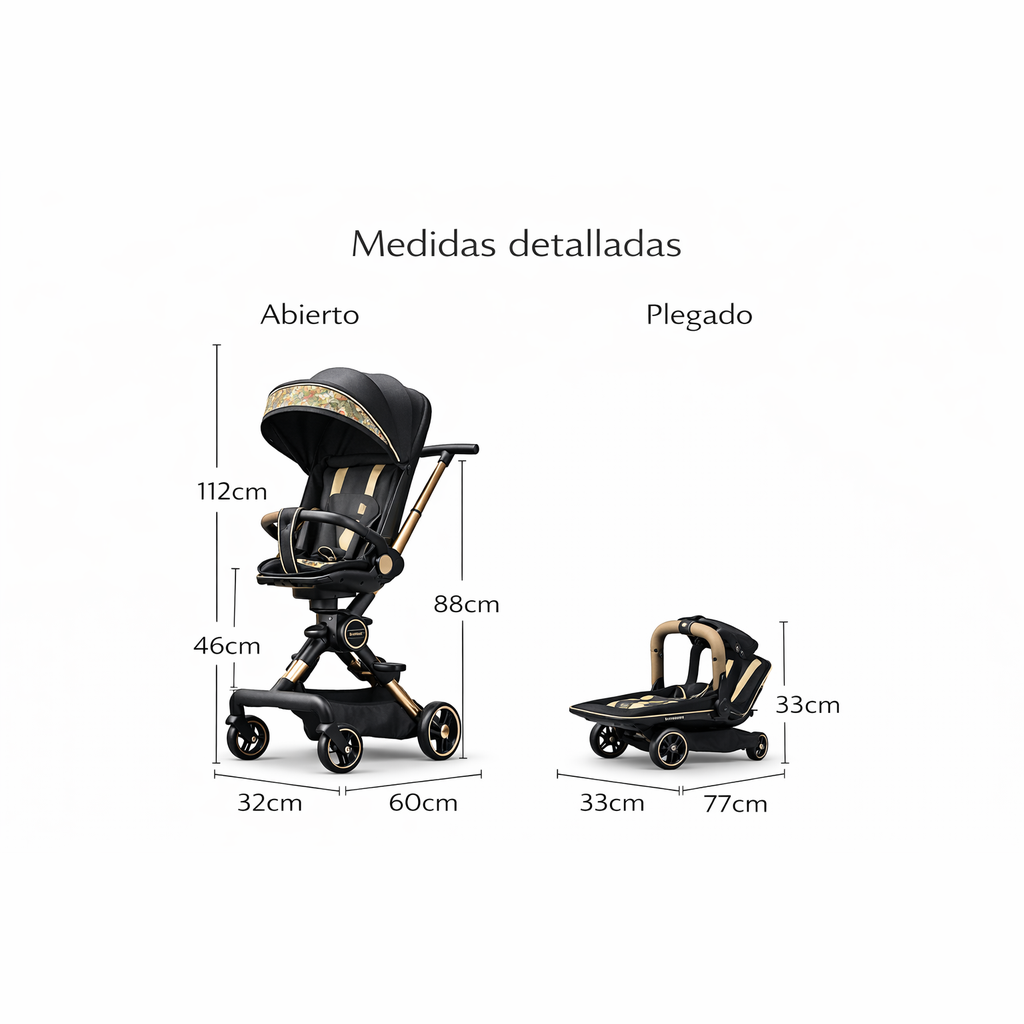 Coche Bebé 360° Plegable con Arnés 5 Puntos