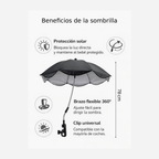Sombrilla Quitasol para Coche · UV UPF50+ · Ajuste 360° · Clip Universal