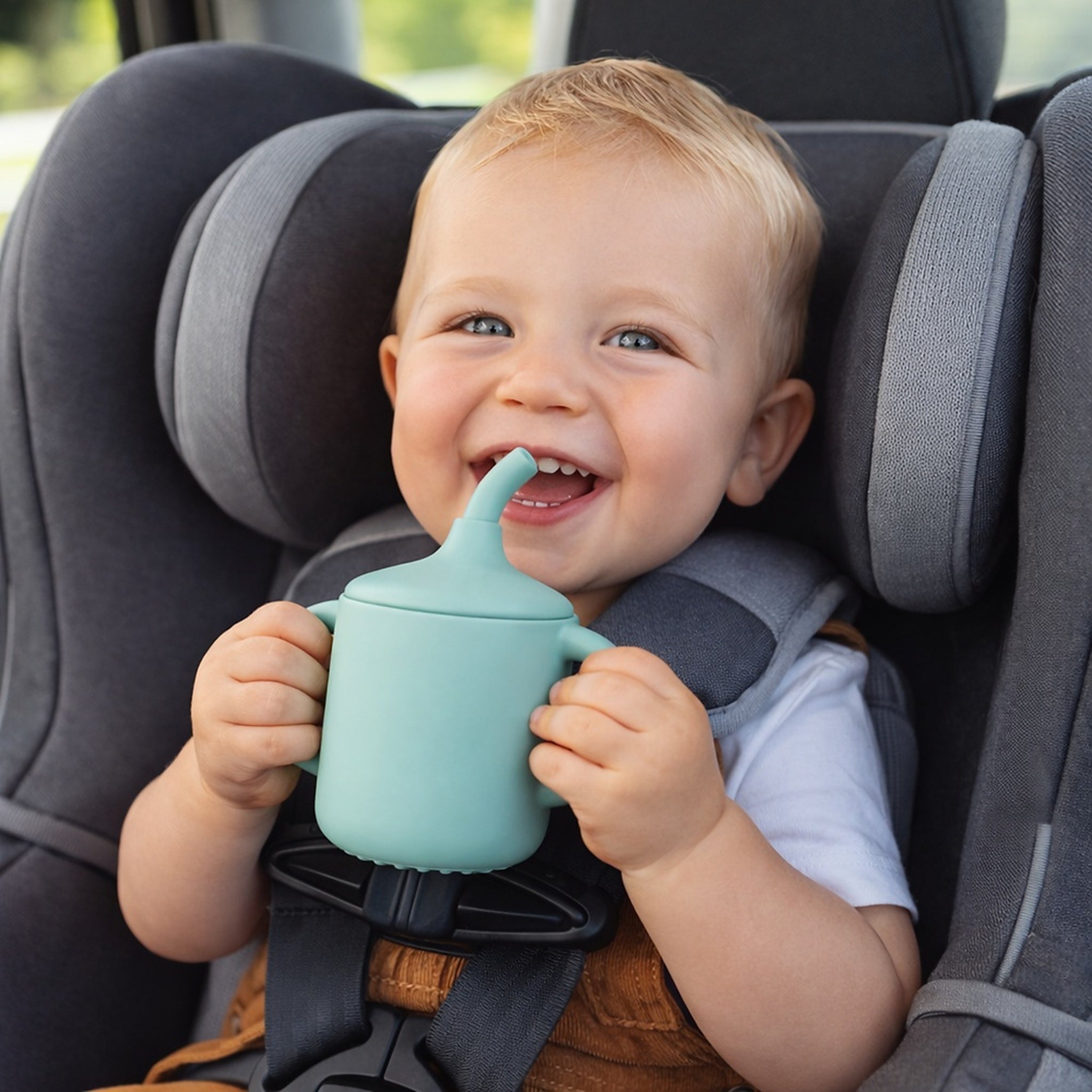 Vaso con bombilla y asas