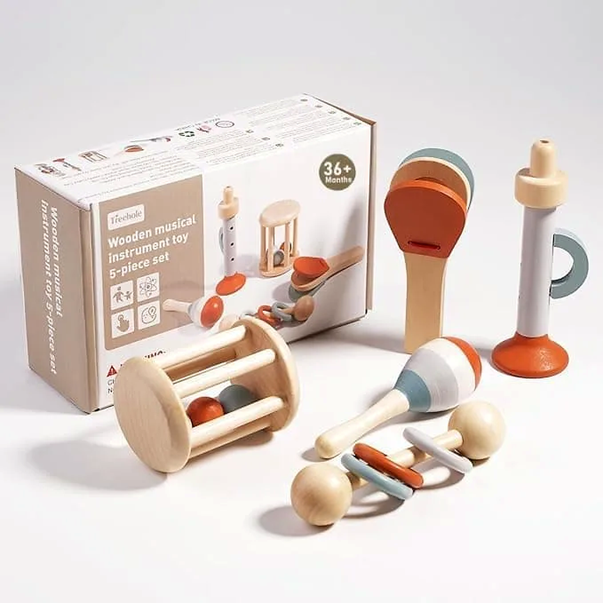 Set 5 instrumentos musicales Madera Montessori